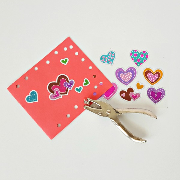 Fine motor process art activity making Valentine cards