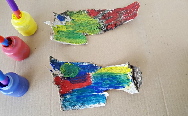 Nature study and painting tree bark activity for kids