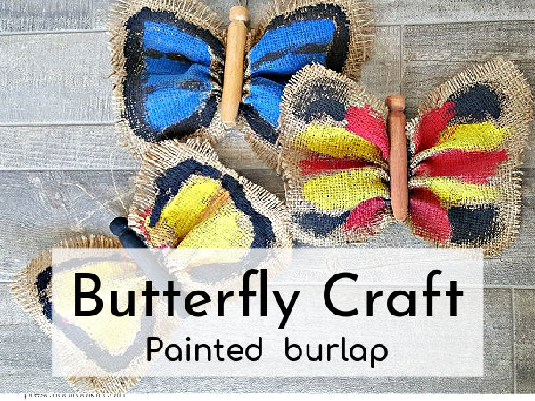 butterfly painting on burlap activity