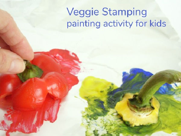 veggie stamping preschool painting