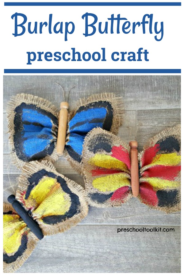 painting butterflies on burlap kids craft
