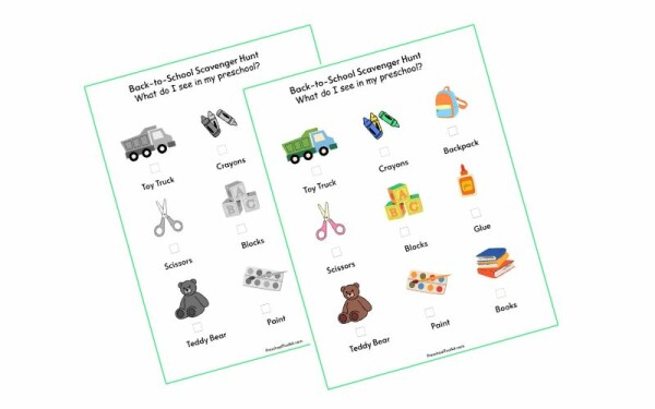 first day of preschool printable activity