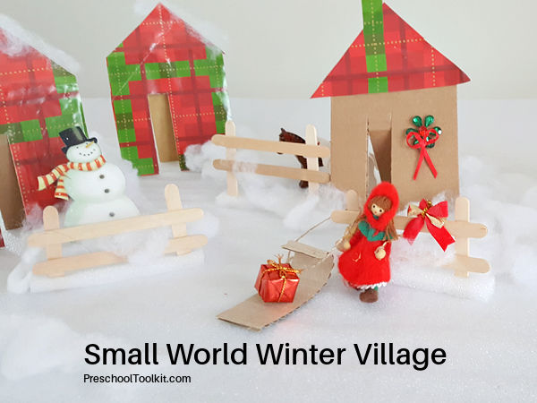 Christmas in the town cardboard craft for preschool and kindergarten