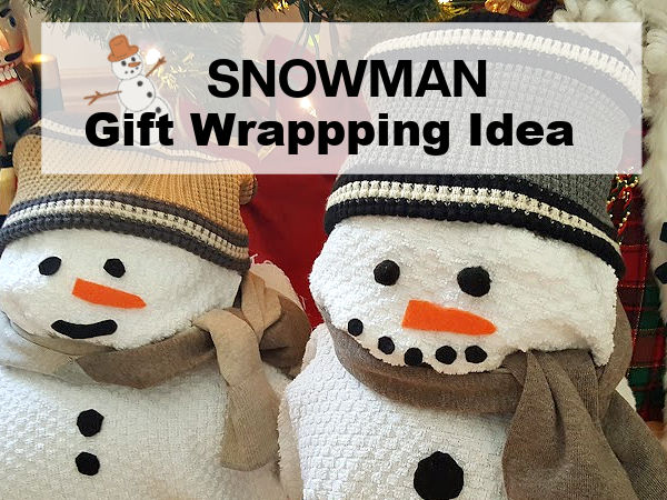 no waste gift wrap snowman theme