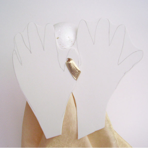secure the angel wings to the body of the angel with narrow ribbon