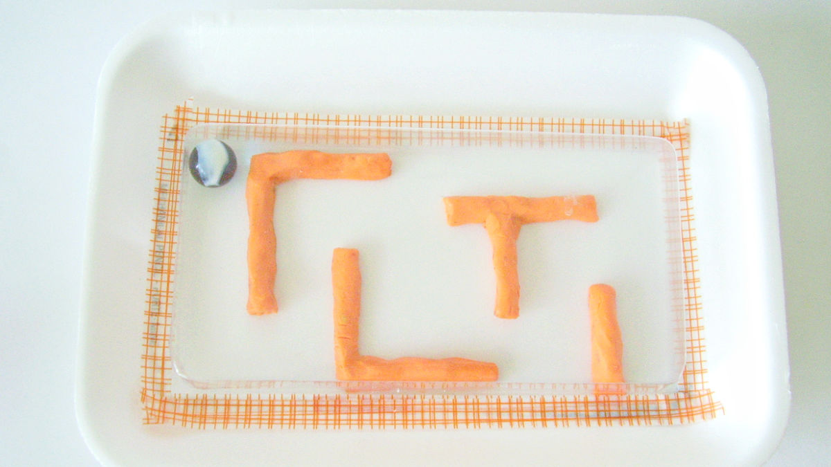 kids can build a small marble maze on a recycled foam tray