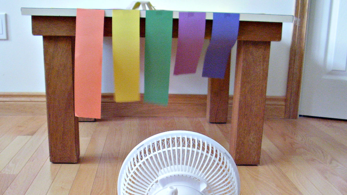 kids can observe wind with a small fan in an easy science experiment