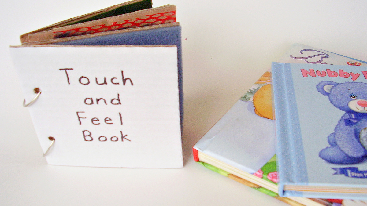 make a simple sense of touch book with textured pages