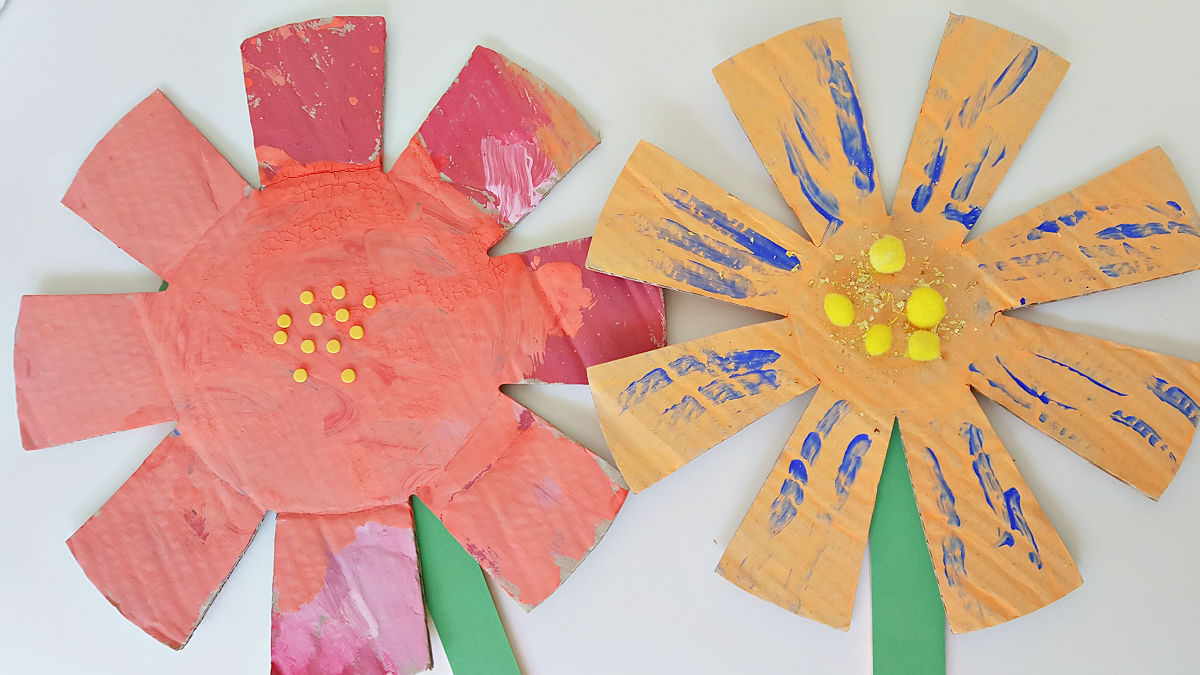big cardboard flowers craft for kids