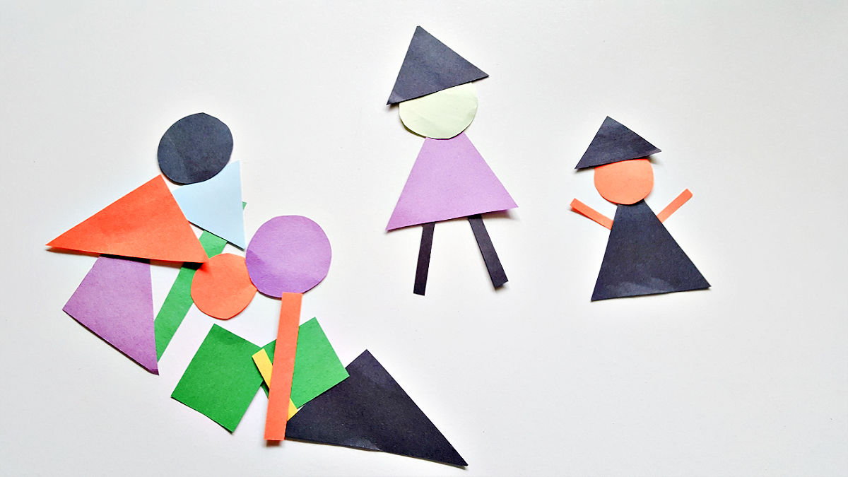 paper shapes witch Halloween craft for kids