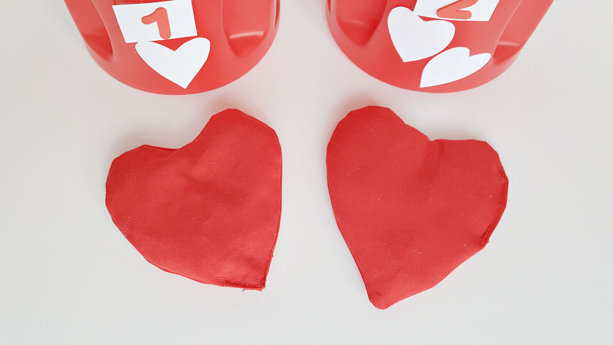 heart shaped bean bags to make for kids valentine activity