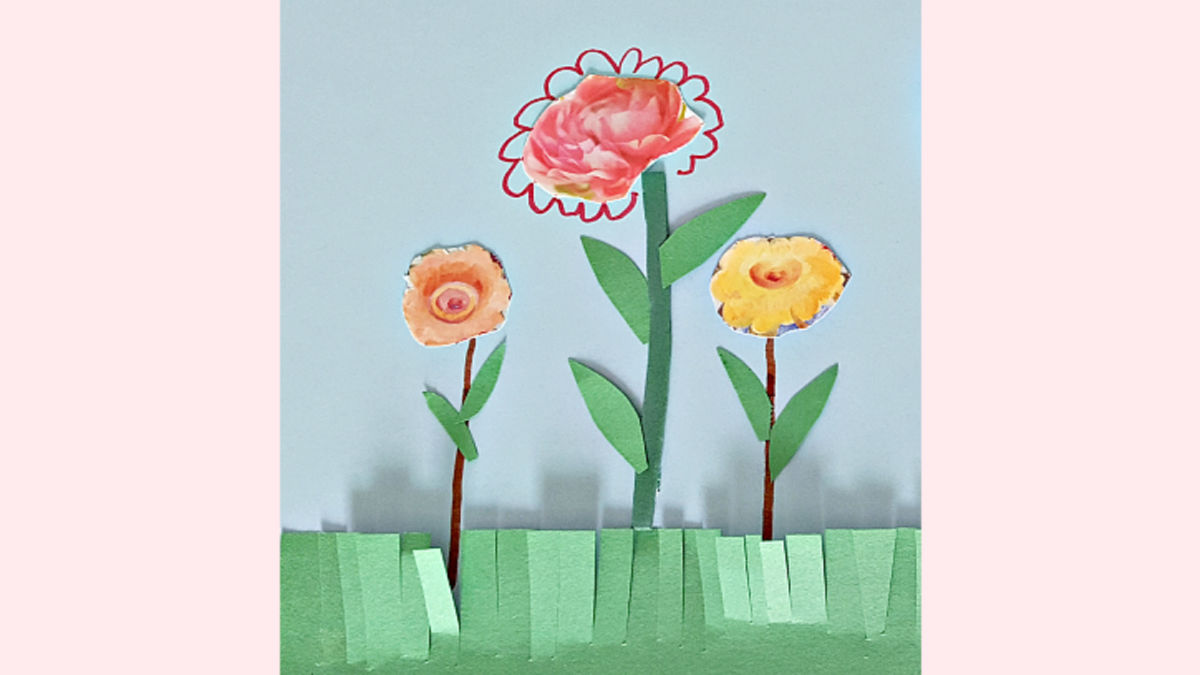 recycle greeting cards for a paper flower craft with your preschoolers