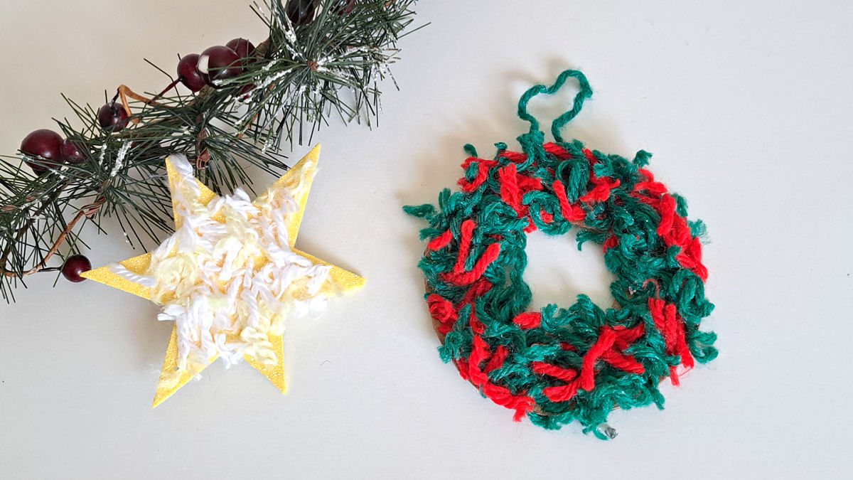easy to make yarn scraps ornament craft for kids