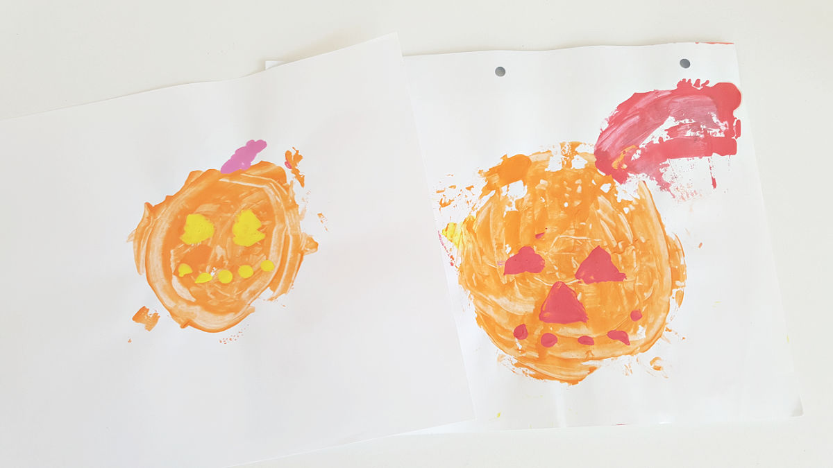 make pumpkin pictures with craft stick paint tool