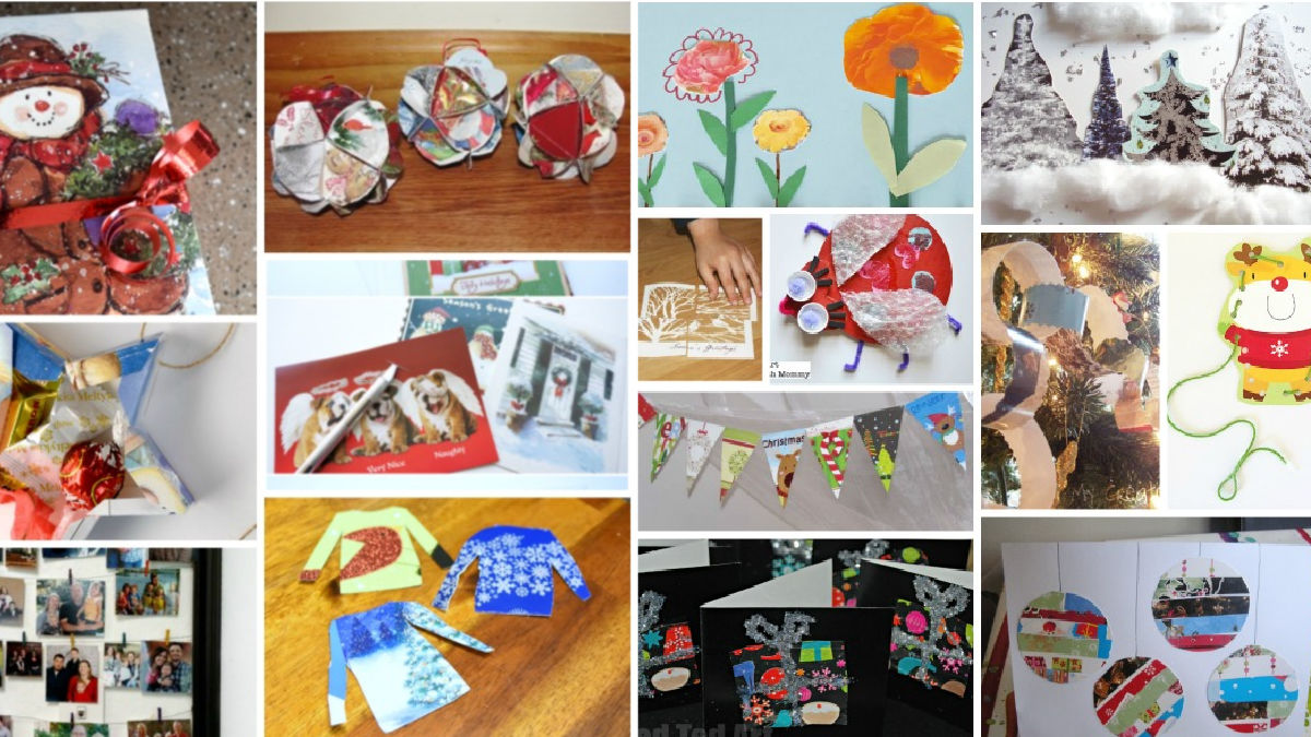 roundup of fun kids crafts using recycled greeting cards