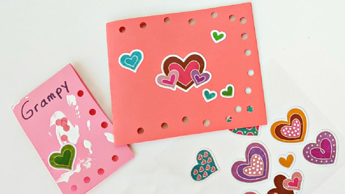 valentine card kids craft with stickers