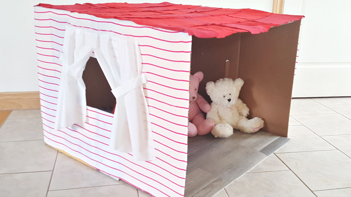 make a cardboard house for kids pretend play