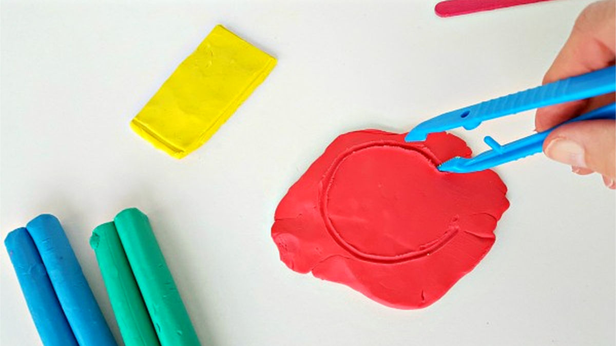 use kid-size tools for math activities with modeling clay