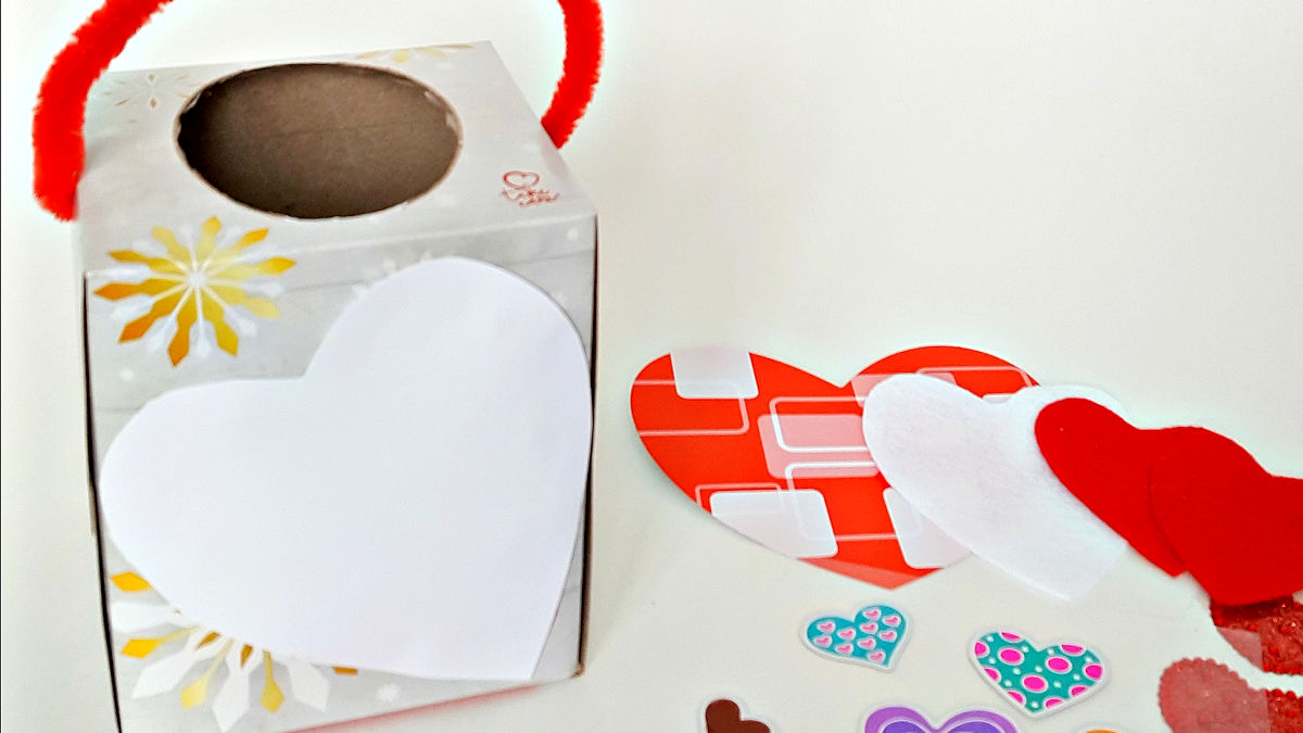 Valentine mailbox cardboard box craft for kids