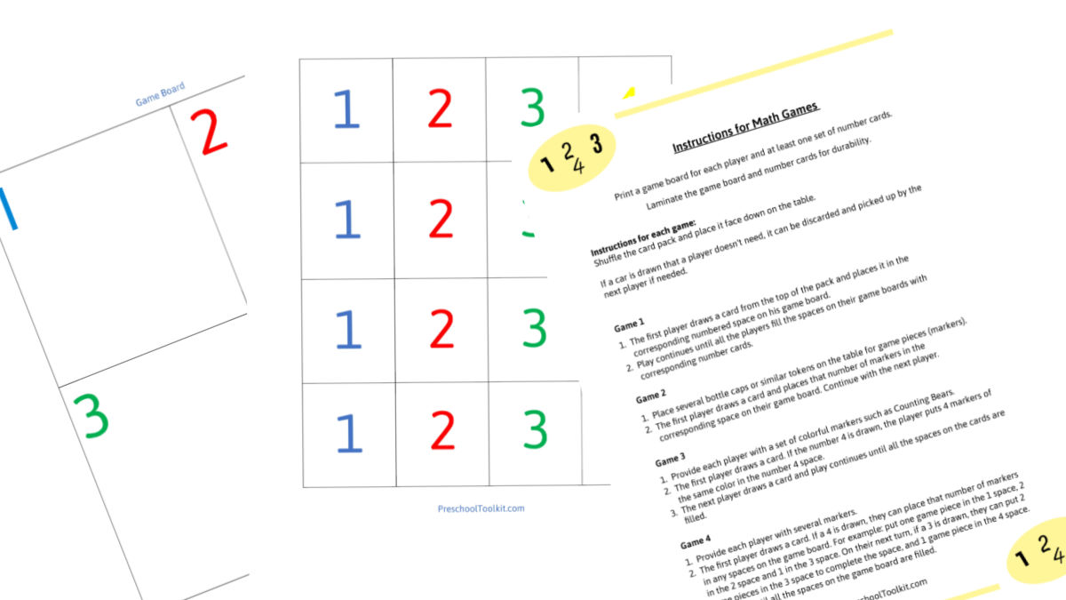 easy math games free printable game board