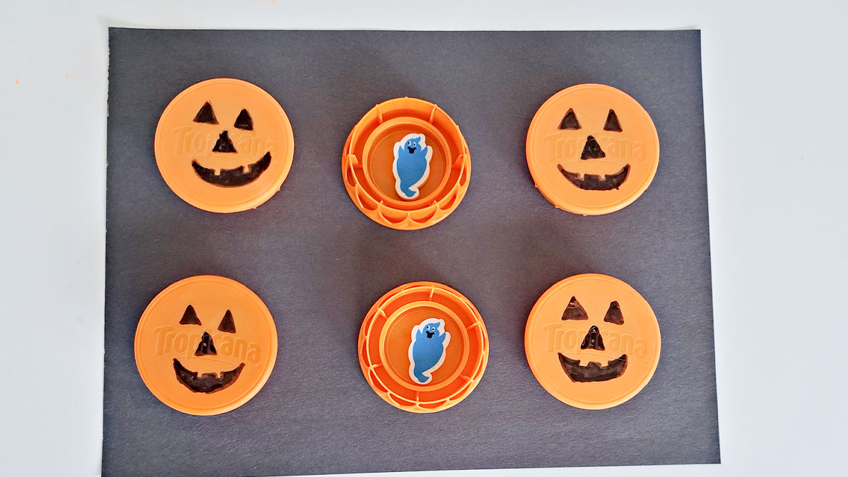 Halloween Memory Game with Bottle Tops