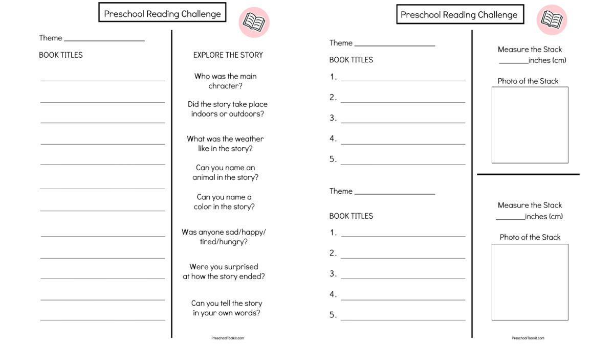 Easy Preschool Reading Challenge