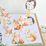 Woodland animals printables for craft stick puppets and matching activity
