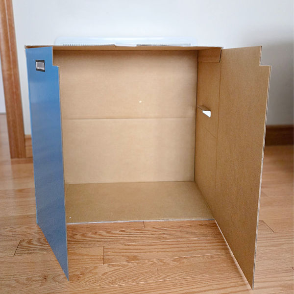 box set on its side with flaps open