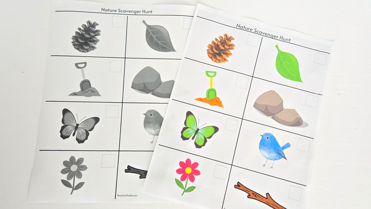 outdoor scavenger hunt summer activity for toddler and preschooler