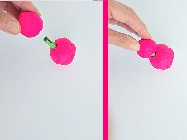 attach the head to the body with a piece of broken crayon to make a playdough bird