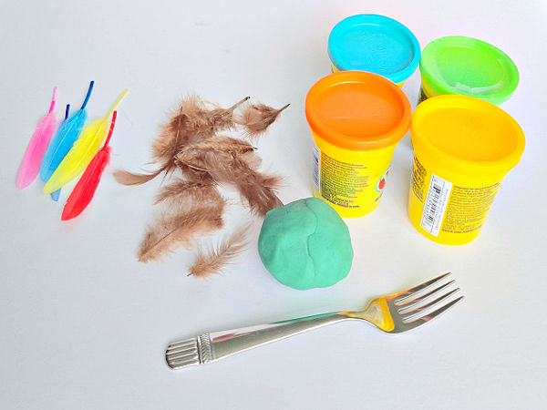 supplies for playdough and birds preschool craft
