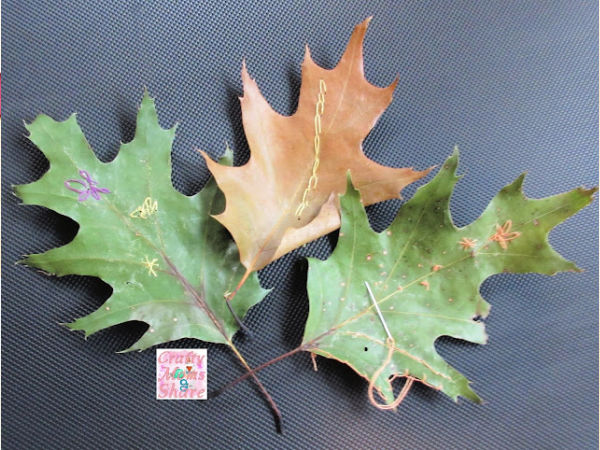 practice embroidery with a leaf craft for kids
