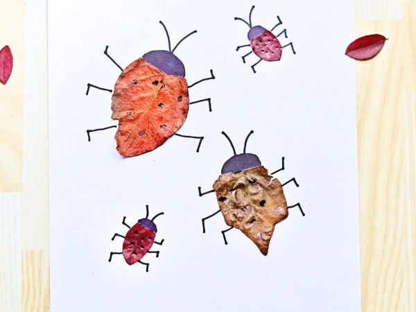 make a ladybug with a fall leaf in a fun kids craft