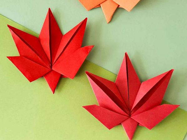 origami with fall colors to make leaves