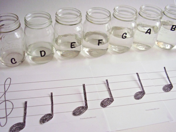 Add musical note cutouts to the staff to correspond with notes on the scale
