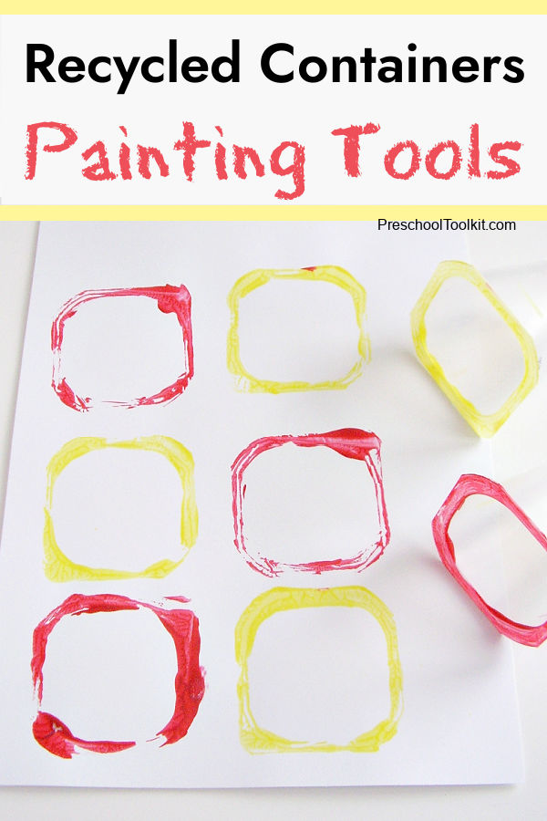 kids painting activity with recycled yogurt cups