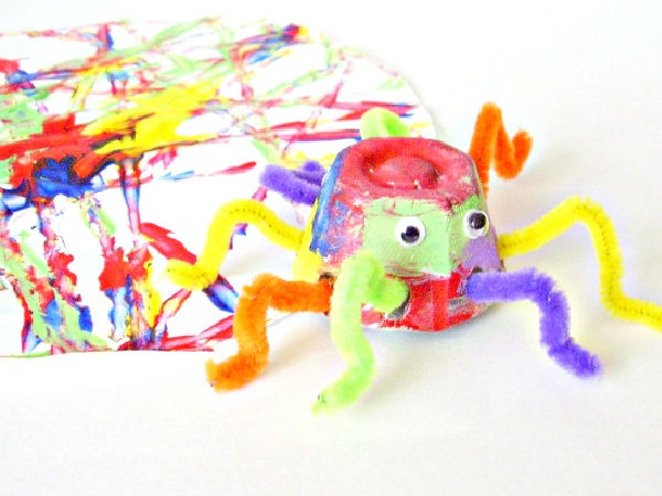 spring preschool egg carton craft rainbow spider