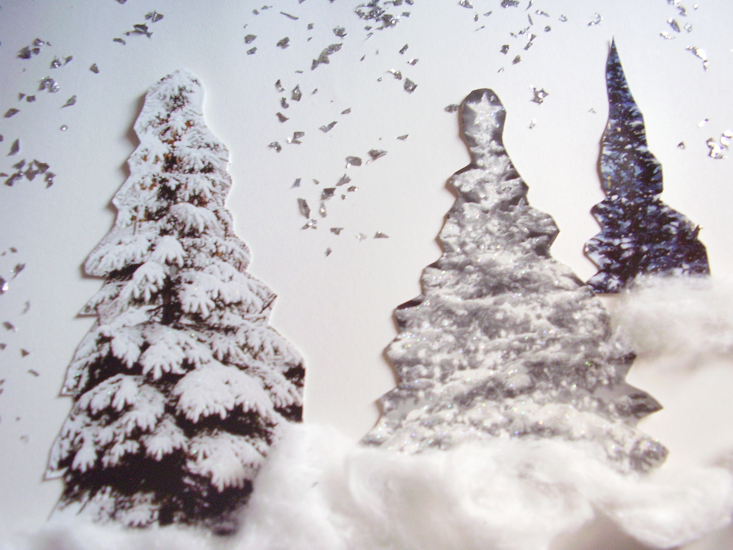 Christmas cards reused in a kids art project