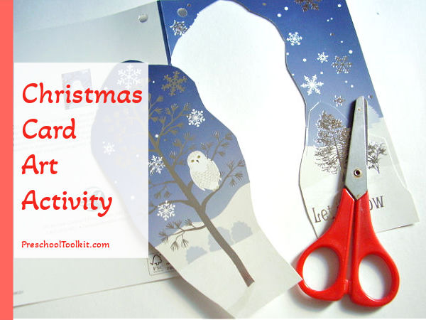 recycled Christmas cards kids art activity