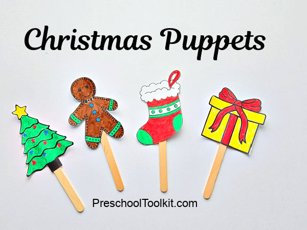 craft stick puppets with Christmas theme