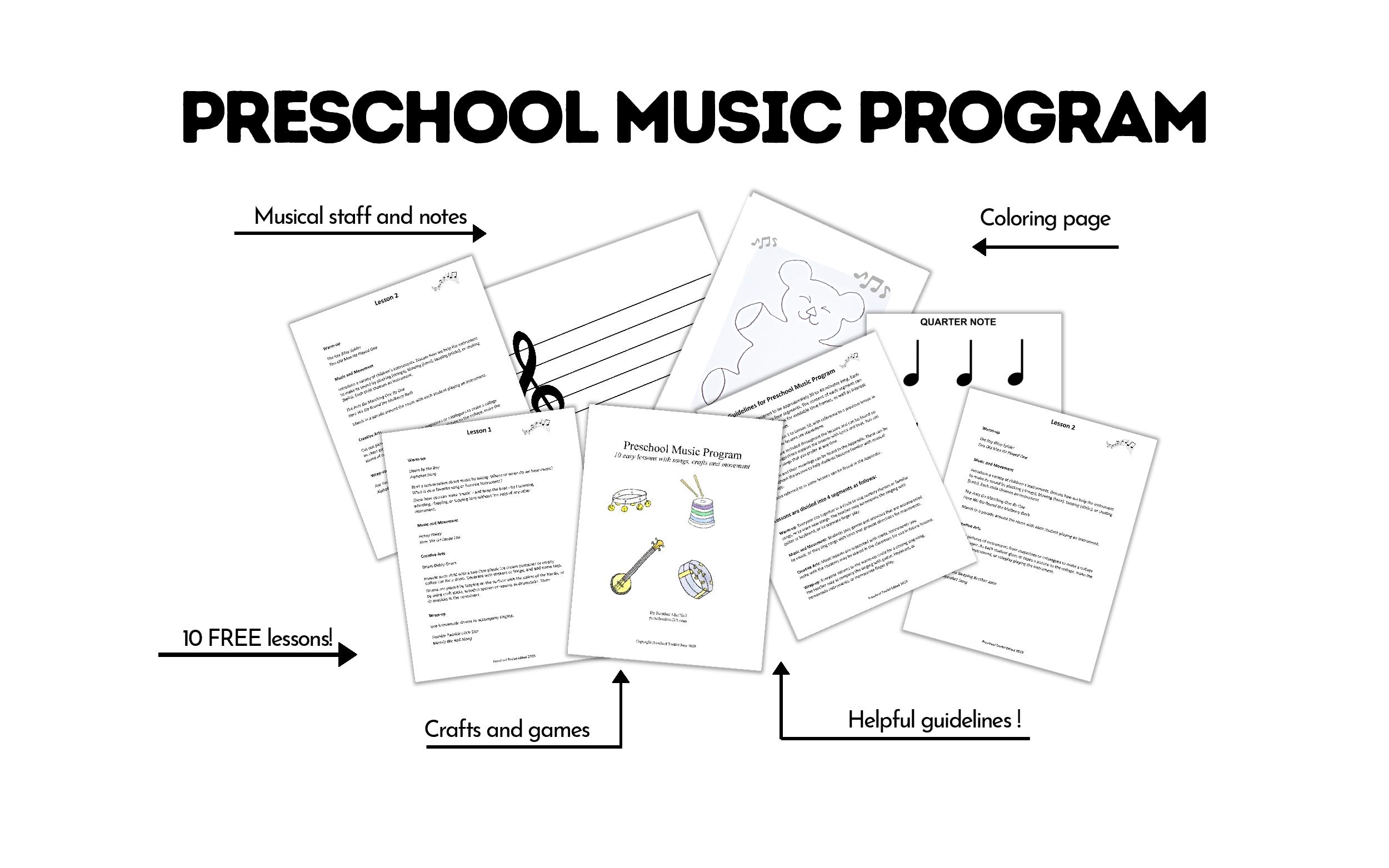 preschool music program free printable lessons