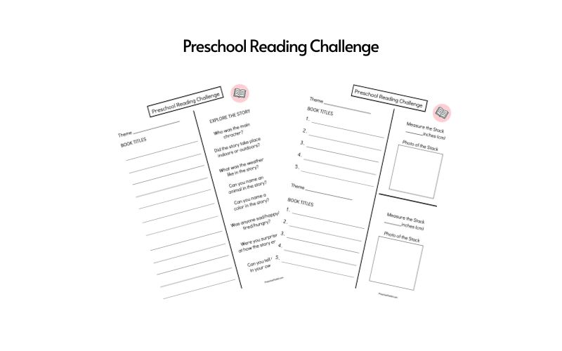 reading list organizer for preschool reading challenge