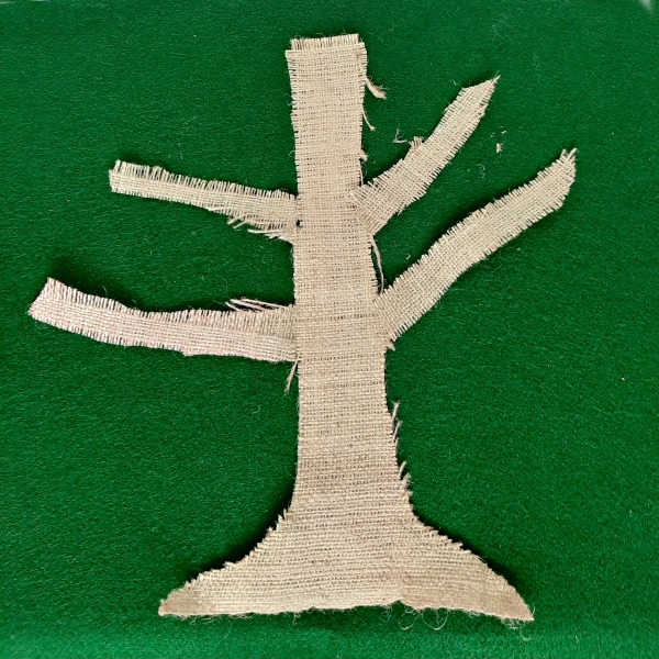 Make a burlap tree trunk for the flannel board