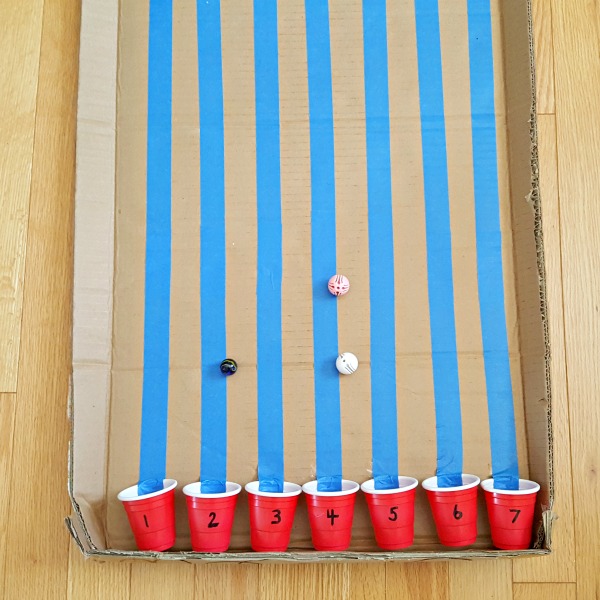 Marble run math game preschool activity