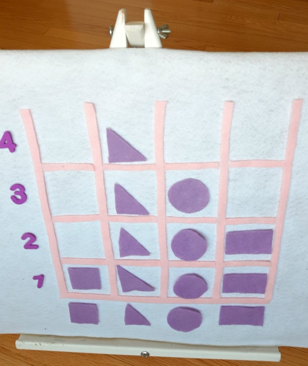 Math activity with felt shapes