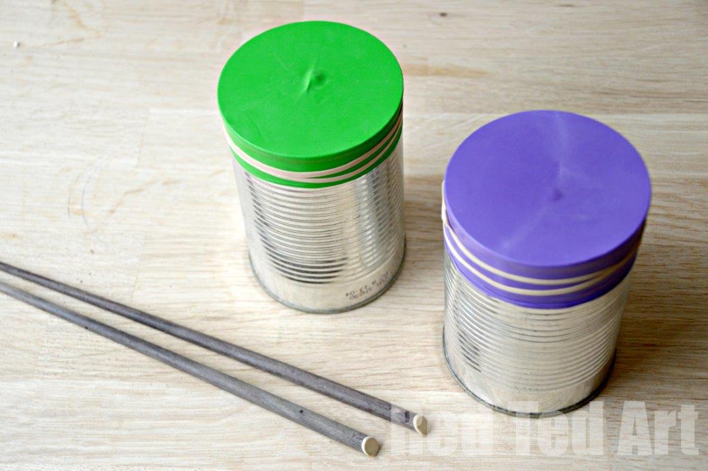 homemade drum with recyclables