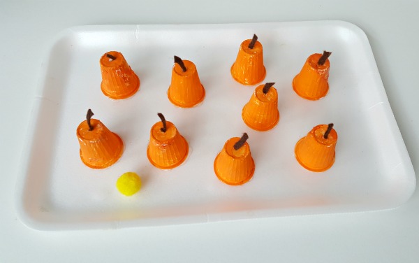Glue felt stems to the mini pumpkins