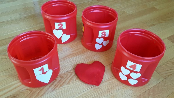 Indoor bean bag game with Valentine theme