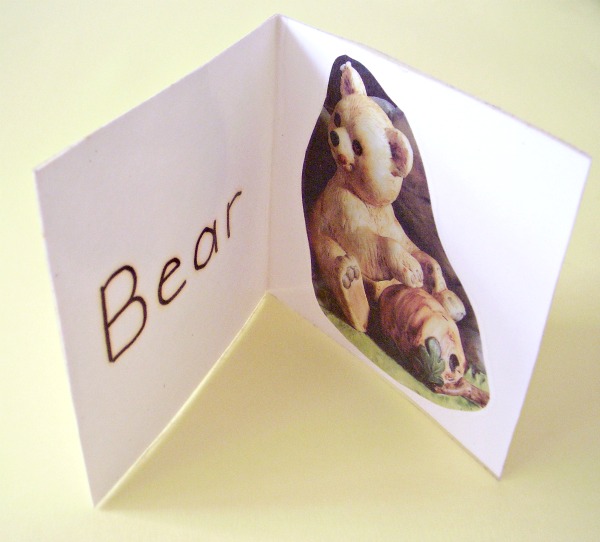 homemade cards with picture and text for charades game for kids