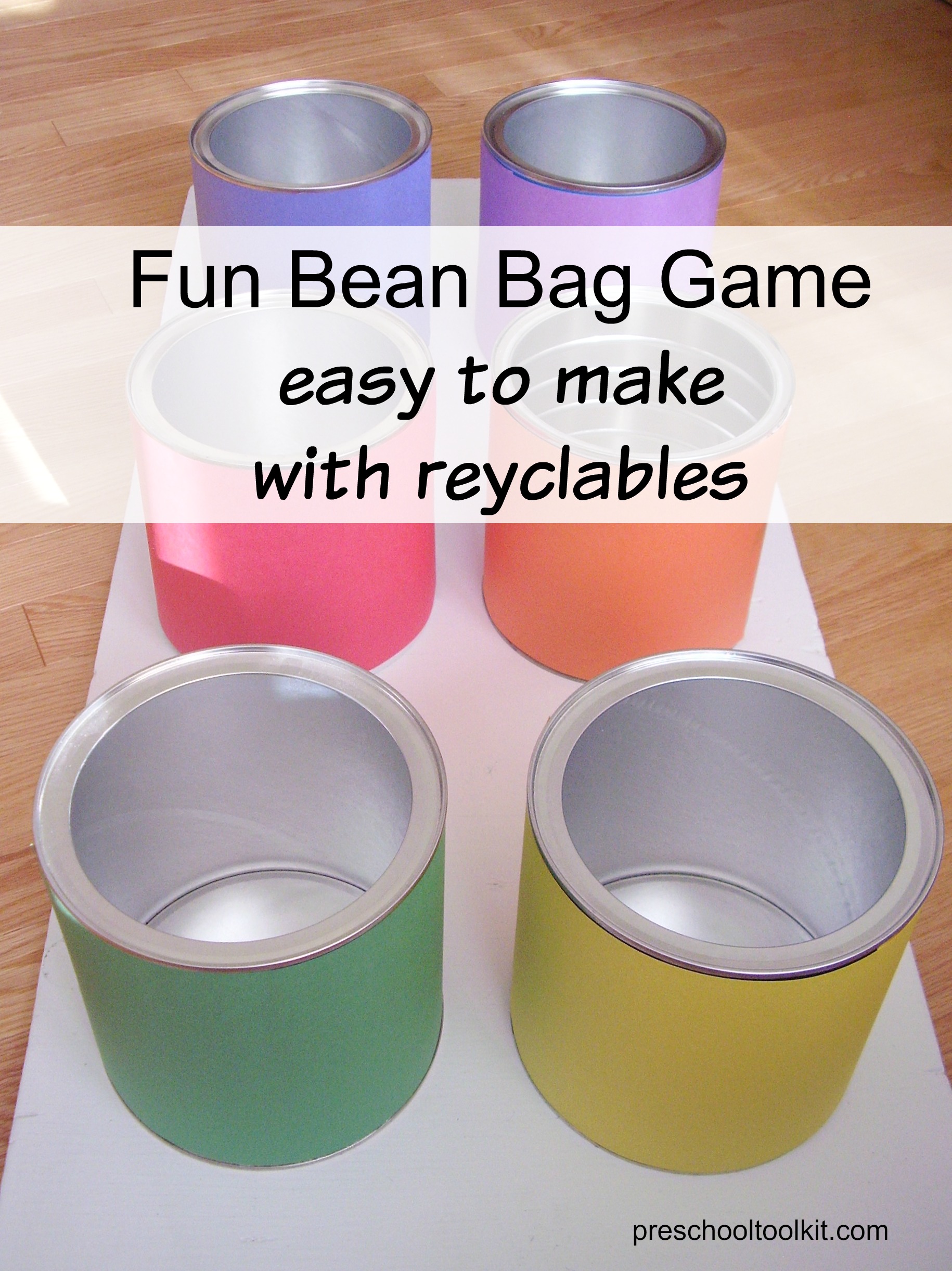 Bean bag game with recycled coffee cans